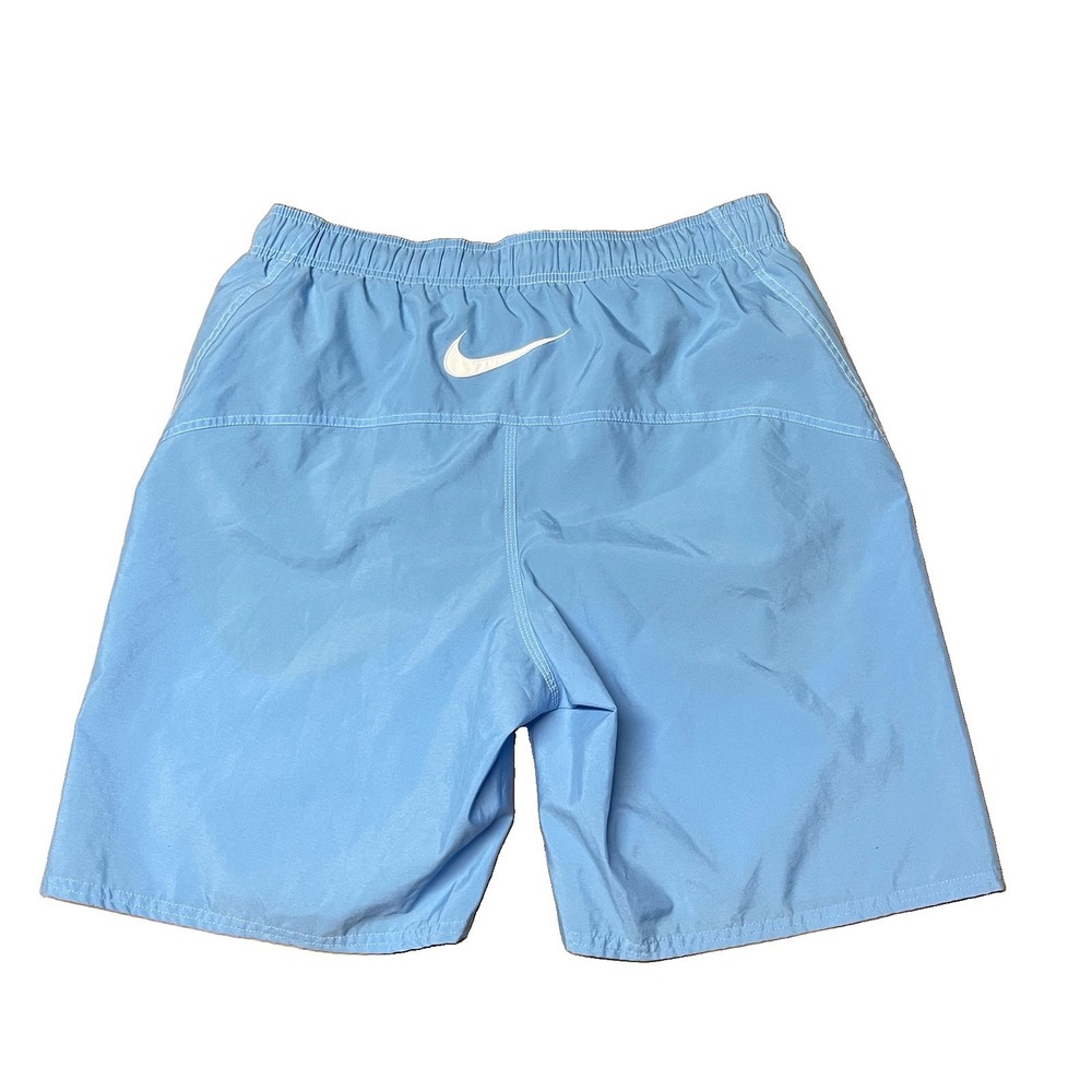 Vintage Nike Medium 9" Swim Trunks Blue Board Shorts Mesh Lined Gray Tag Y2K